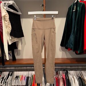 Lululemon Align High Rise tights leggings w pockets 25” taupetastic tan Size 4